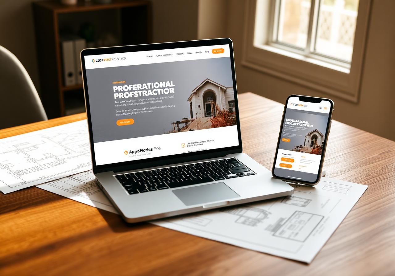 Modern responsive website mockup on laptop and phone